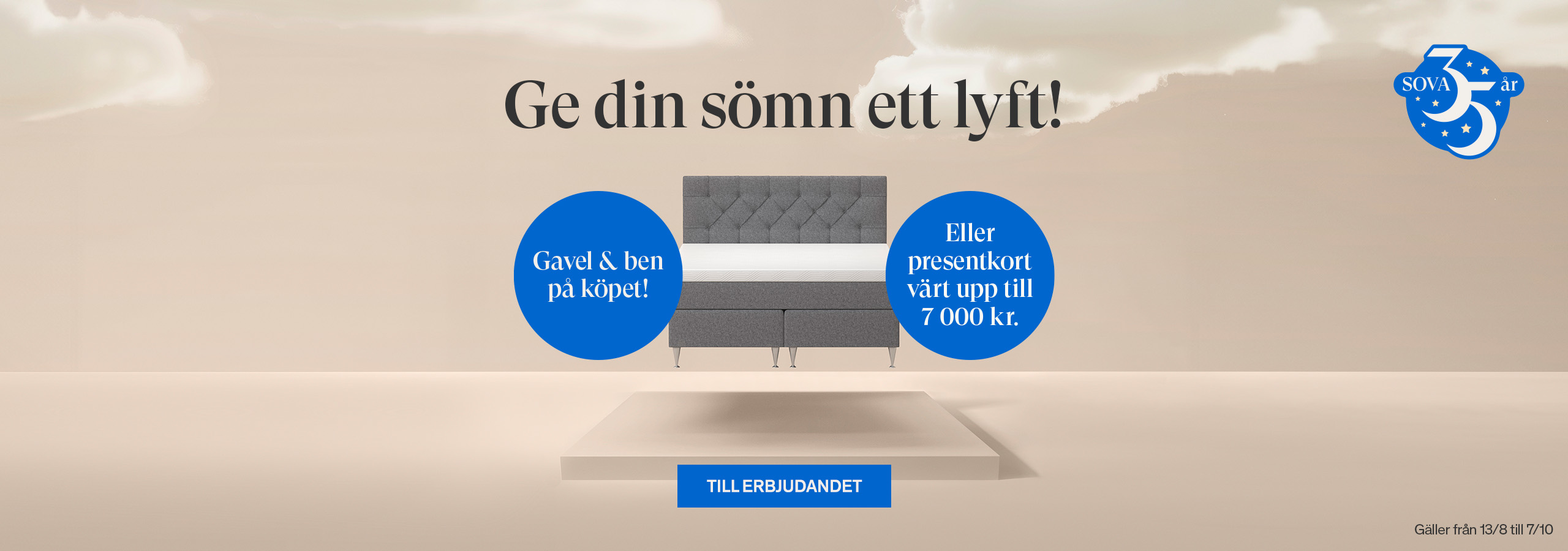 Ge din sömn ett lyft! Gavel & ben på köpet! Eller presentkort värt upp till 7 000kr hos SOVA.